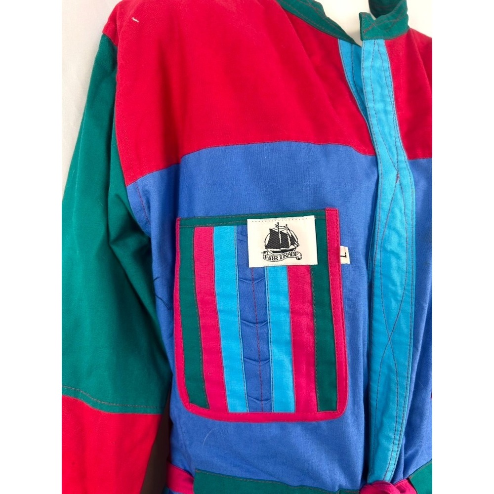 Vintage 80s Reversible Artisan Patchwork / Block … - image 4